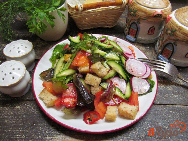 фото рецепта: Салат фаттуш из овощей с зеленью и сухариками