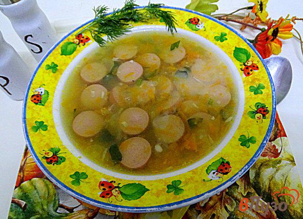 фото рецепта: Гороховый суп с тыквой и сосисками. Рецеп очень прост и я думаю (быстрый)