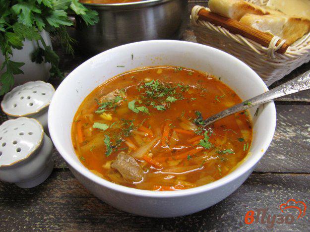 фото рецепта: Капустный суп с чечевицей с куриным потрохами