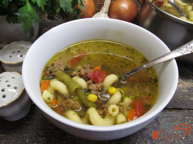 фото рецепта: Суп с пастой овощами и мясным фаршем