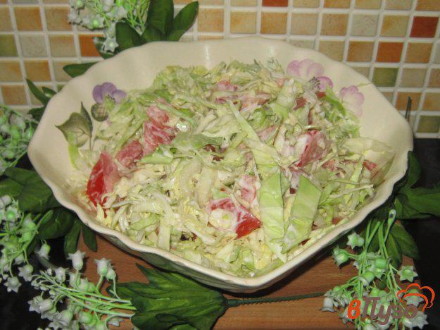 фото рецепта: Салат с капустой и помидорами в сметане