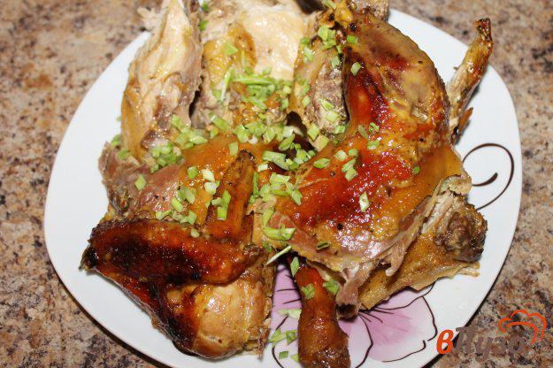 фото рецепта: Запеченная курица с кинзой и луком
