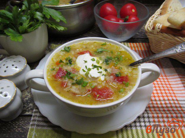 фото рецепта: Рисовый суп с чечевицей и куриными потрохами