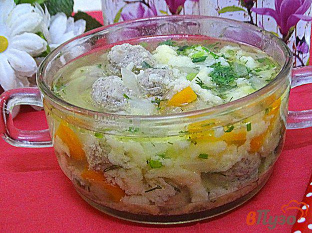 фото рецепта: Суп с жидкими галушками и фрикадельками