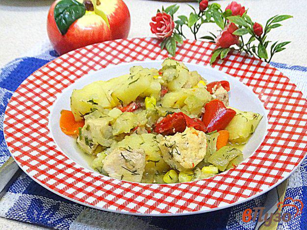 фото рецепта: Рагу овощное с куриным филе.