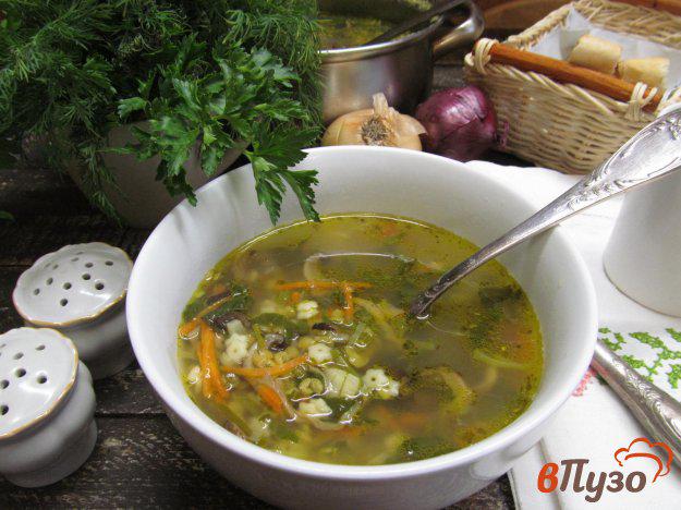фото рецепта: Суп с чечевицей грибами и пастой