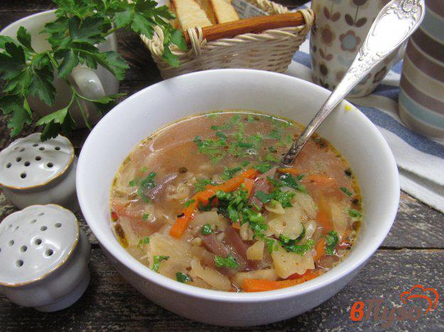 фото рецепта: Суп с перловкой капустой и маринованной свеклой