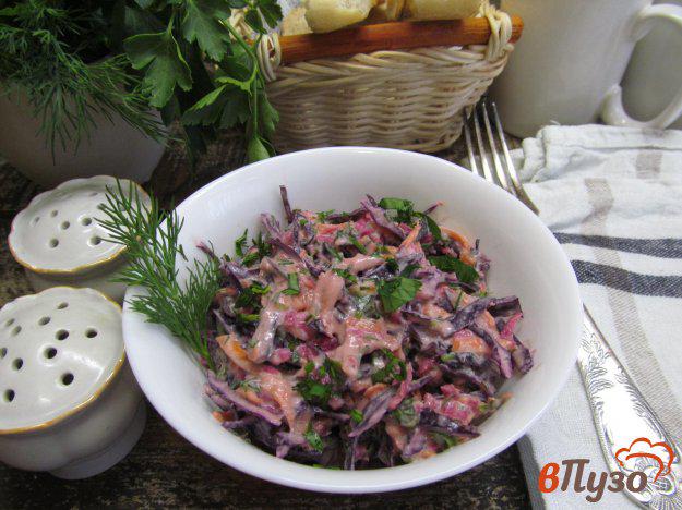 фото рецепта: Салат из краснокочанной капусты с редькой