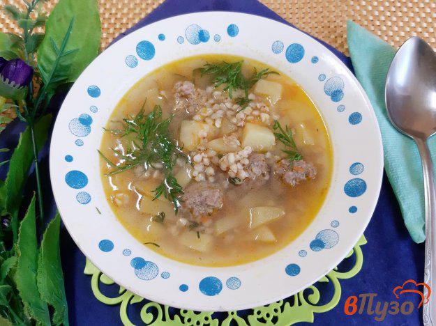 фото рецепта: Суп из нежареной гречки с фрикадельками