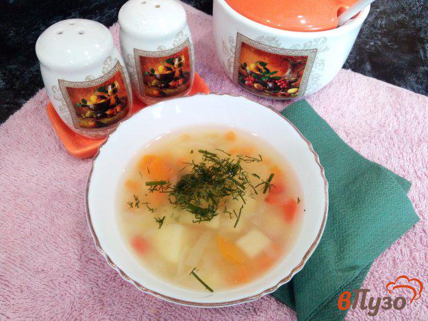 фото рецепта: Овощной суп на бульоне минтая