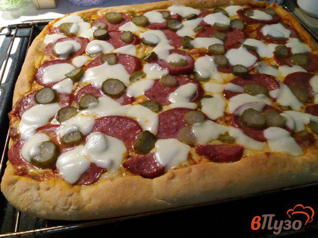 фото рецепта: Пицца с салями и моцареллой