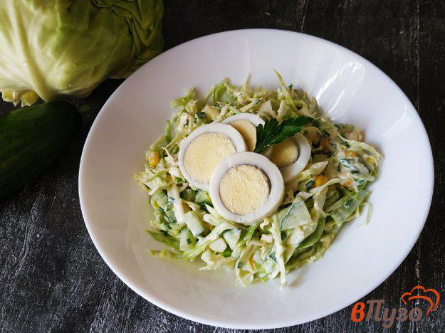 фото рецепта: Салат из молодой капусты с кукурузой