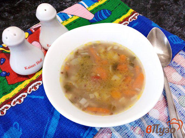 фото рецепта: Гречневый суп с овощами и тушенкой