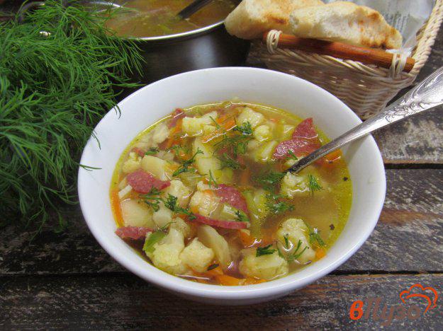 фото рецепта: Овощной суп с копчеными колбасками
