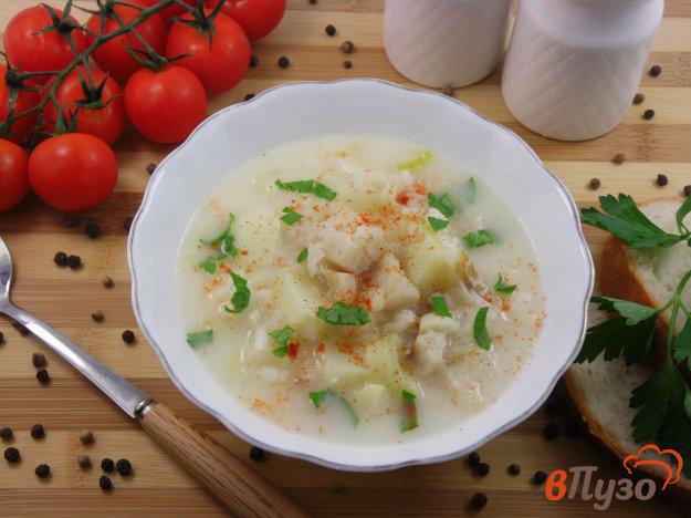 фото рецепта: Суп сырный с треской и рисом