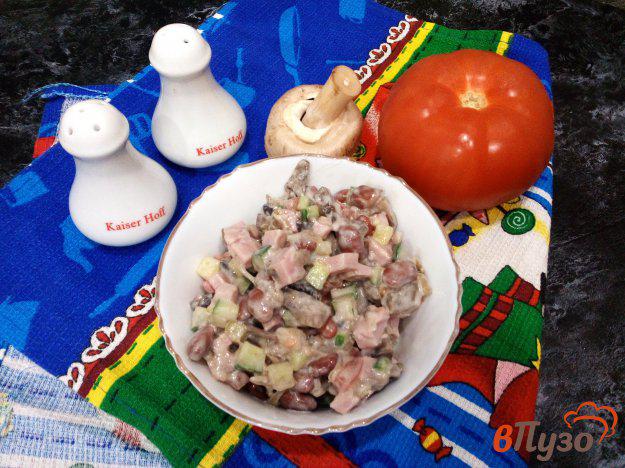 фото рецепта: Овощной салат с ветчиной и шампиньонами