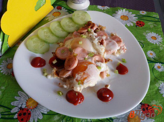 фото рецепта: Яичница глазунья с сосисками