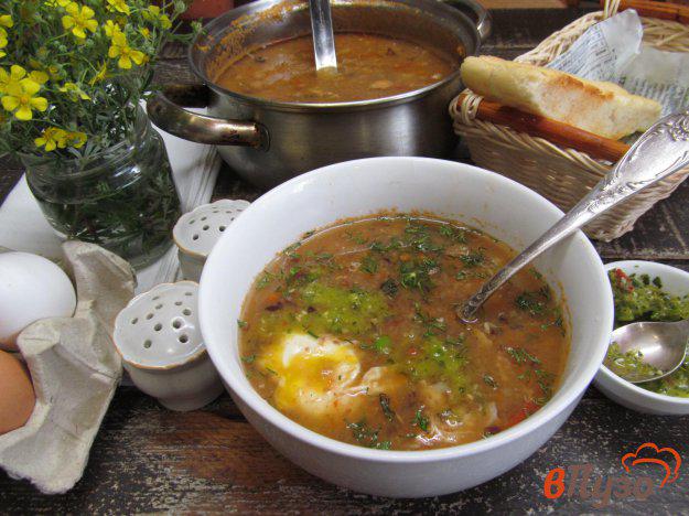 фото рецепта: Суп с красной фасолью и яйцом