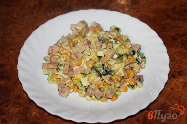 фото рецепта: Салат из кукурузы и вареной колбасы