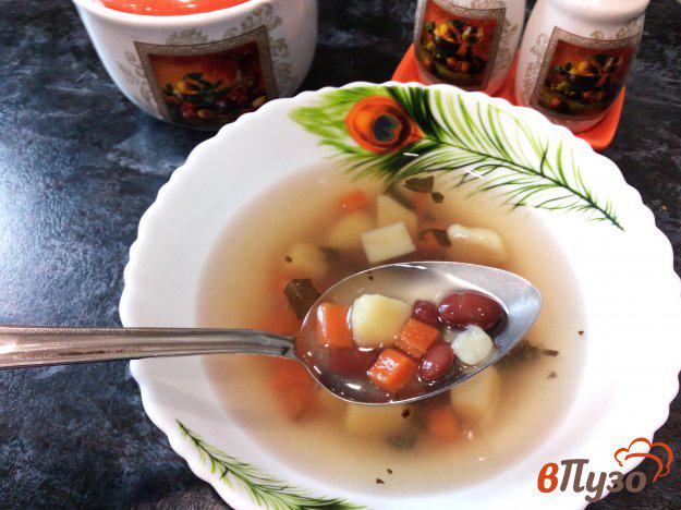 фото рецепта: Фасолевый суп с овощами на курином бульоне