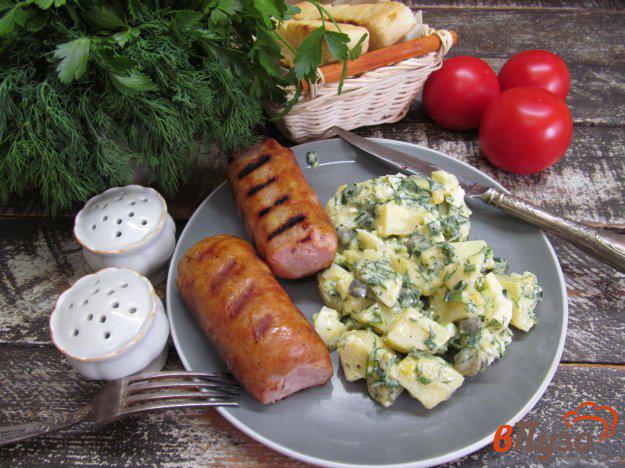 фото рецепта: Холодный картофельный салат с куриными колбасками