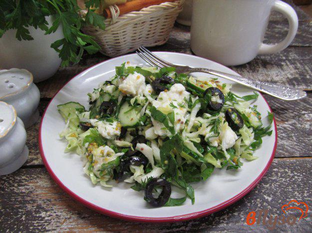фото рецепта: Капустный салат с оливками и моцареллой