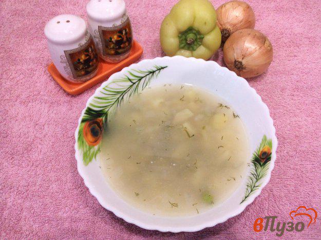 фото рецепта: Рисовый суп с зеленым горошком и овощами