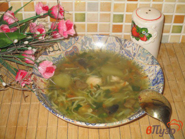 фото рецепта: Суп из куриной грудки с вермишелью и шампиньонами