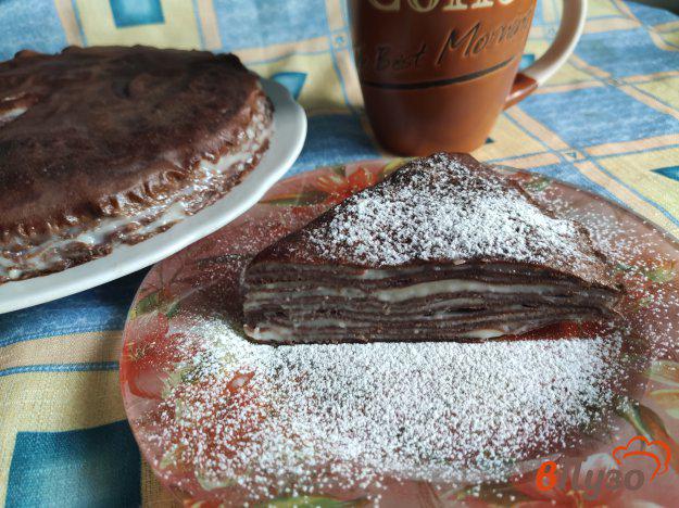 фото рецепта: Блинный шоколадный торт с заварным кремом