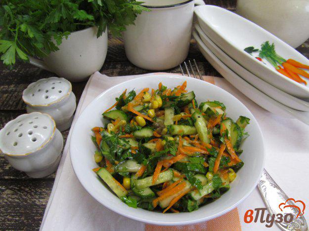 фото рецепта: Салат из моркови с огурцом и каперсами