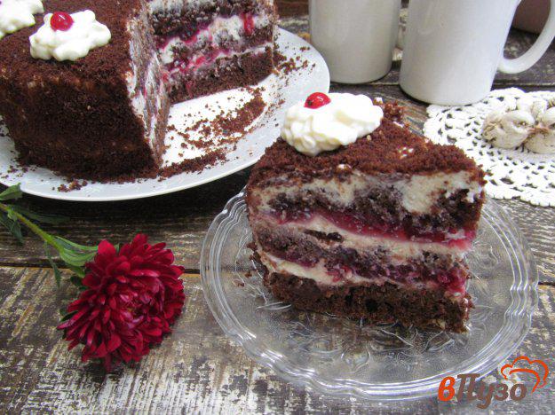 фото рецепта: Бисквитный торт с творожным кремом