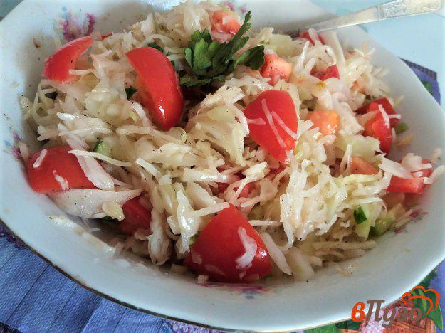 фото рецепта: Овощной салат из свежей капусты и помидор