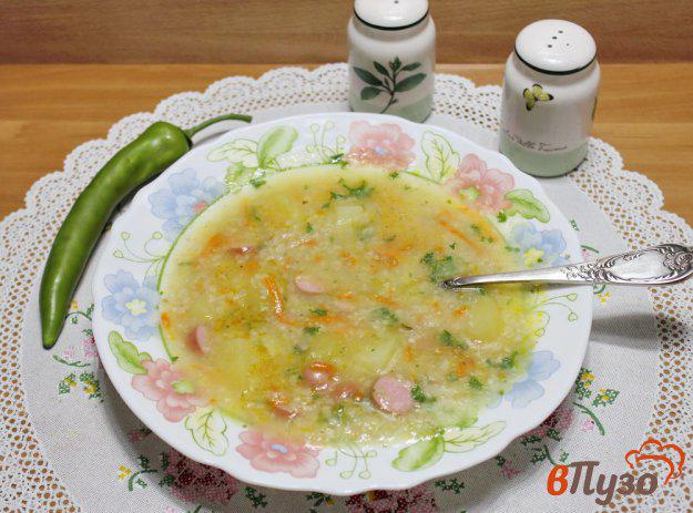 фото рецепта: Суп с овсяными хлопьями и сосисками