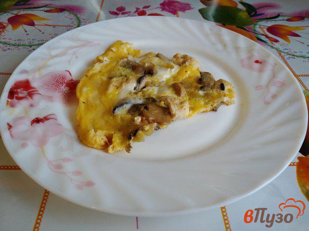 фото рецепта: Яичница с грибами и куриным филе