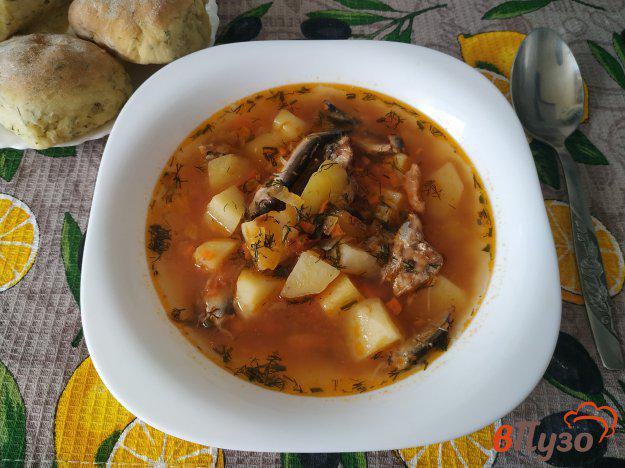 фото рецепта: Картофельный суп с килькой в томате