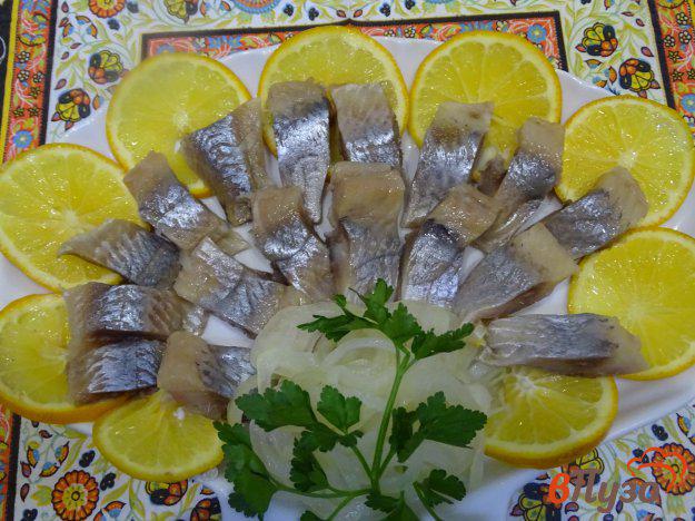 фото рецепта: Сельдь в лимонно-луковом маринаде