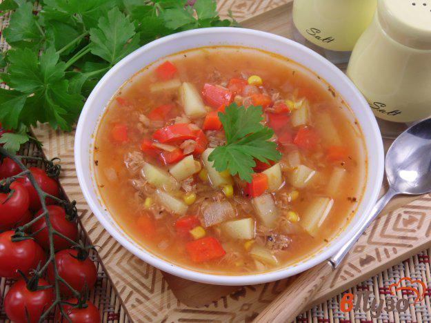 фото рецепта: Суп с тунцом и кукурузой