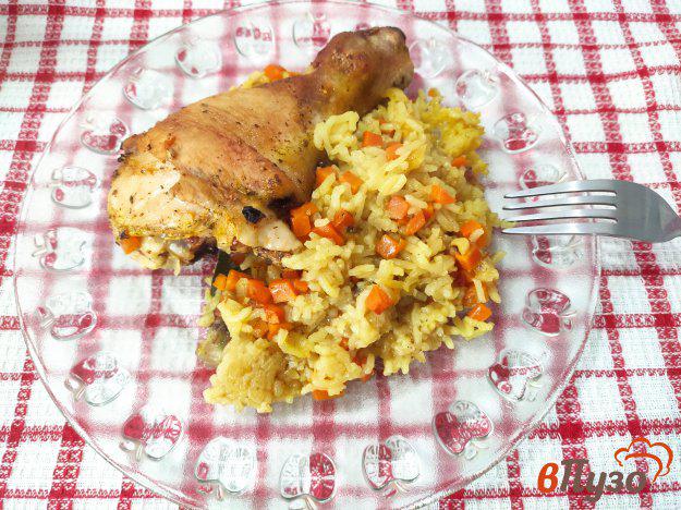 фото рецепта: Куриные голени с рисом в духовке