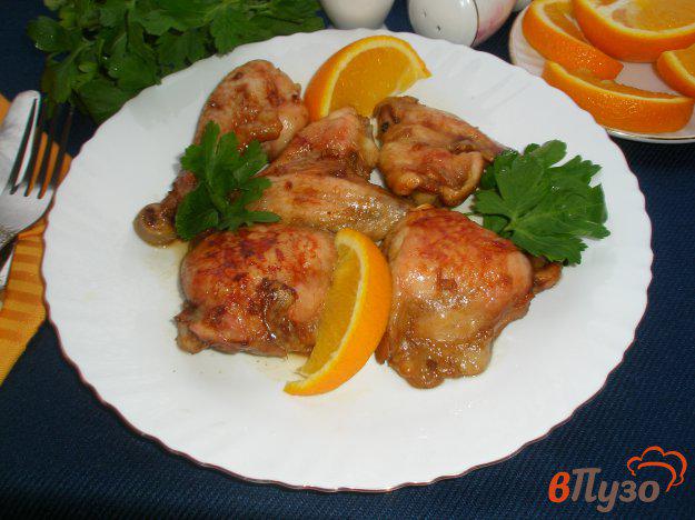 фото рецепта: Курица запеченная с апельсинами и соевым соусом