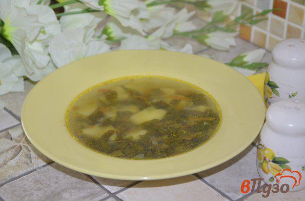фото рецепта: Постный щавелевый суп с красной чечевицей