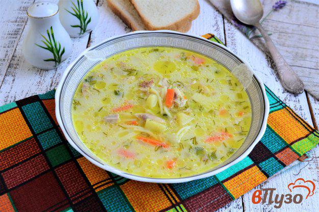 фото рецепта: Куриный суп с плавленым сыром и вермишелью