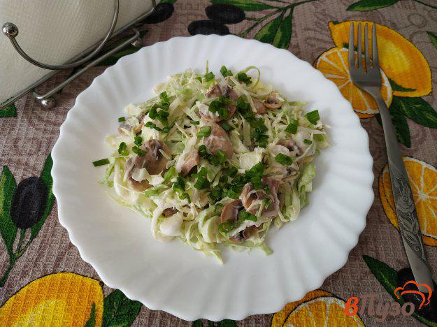 фото рецепта: Салат с молодой капустой и жареными грибами