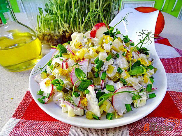 фото рецепта: Картофельный немецкий салат с редисом и огурцом