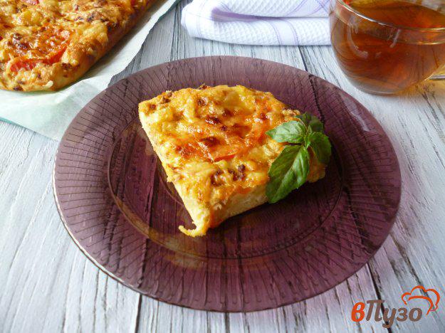 фото рецепта: Открытый пирог с фаршем помидорами и сыром