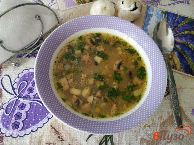 фото рецепта: Постный кукурузный суп с шампиньонами