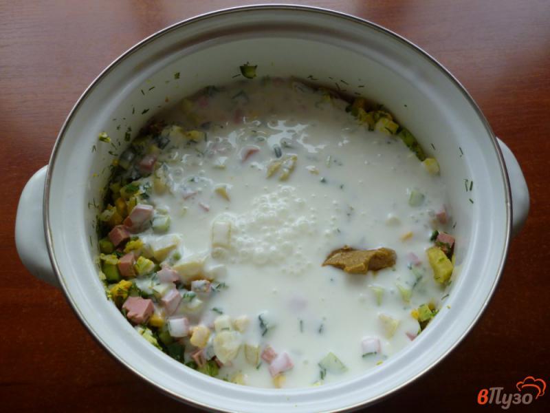 Окрошка на кефире и минеральной воде с горчицей 1