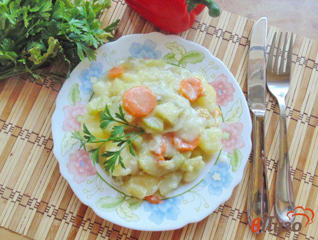 фото рецепта: Овощное рагу с баклажанами и кабачками в сметане