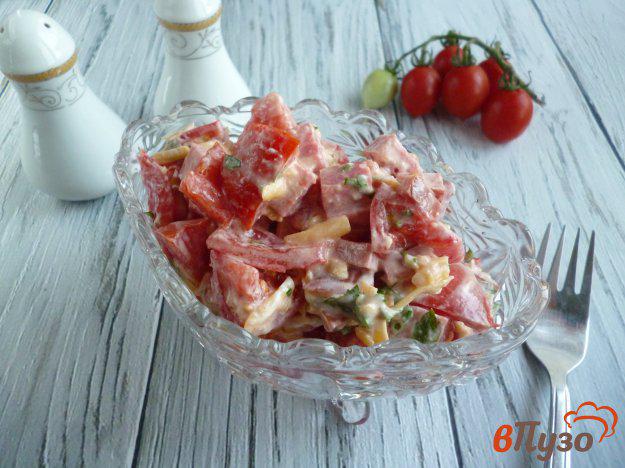 фото рецепта: Салат из помидоров и колбасы