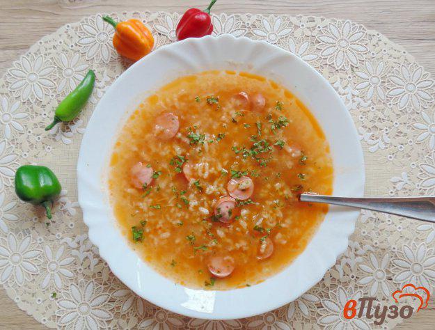 фото рецепта: Суп с рисом и сосисками