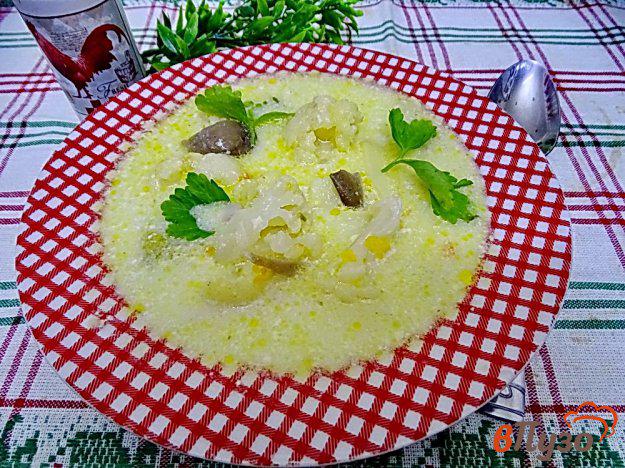 фото рецепта: Суп с вешенками цветной капустой и сыром